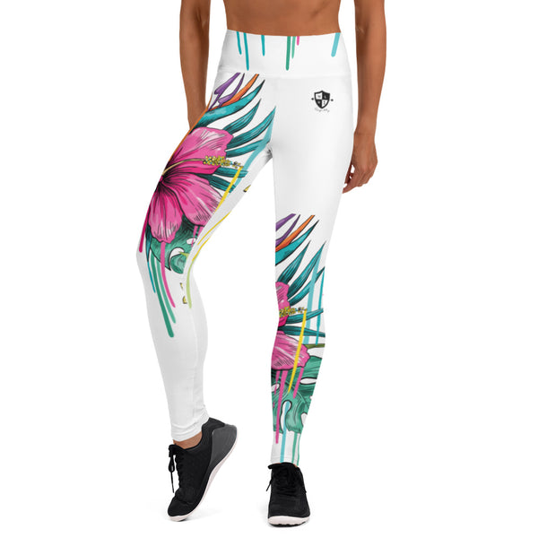 White Royal Drip-High Waisted Yoga Leggings