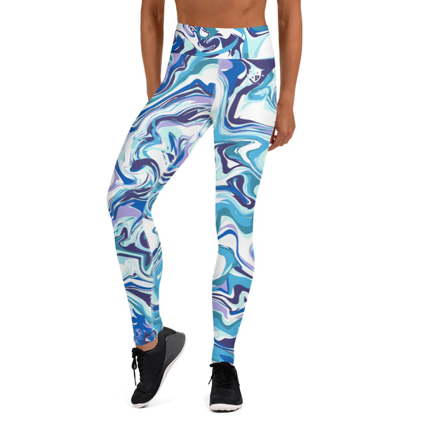 Purple Royal Marble-High Waisted Yoga Leggings